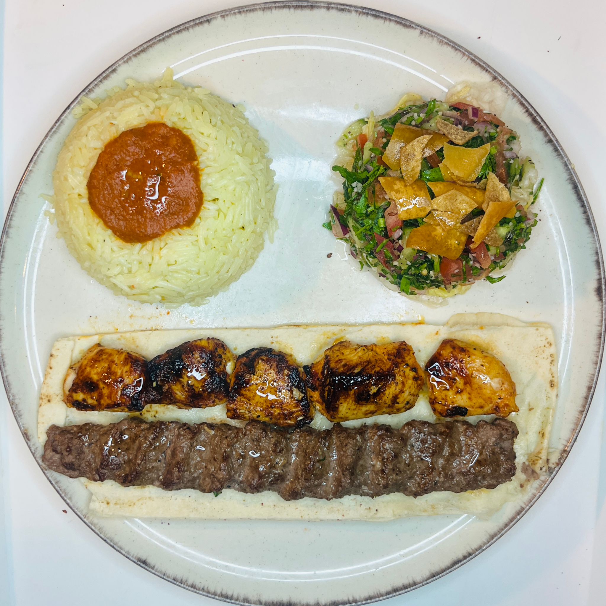 kylling og kebab tallerken